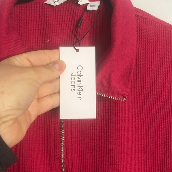 CALVIN KLEIN JEANS Women's Waffle-Knit Half-Zip Top - Picture 4 of 5